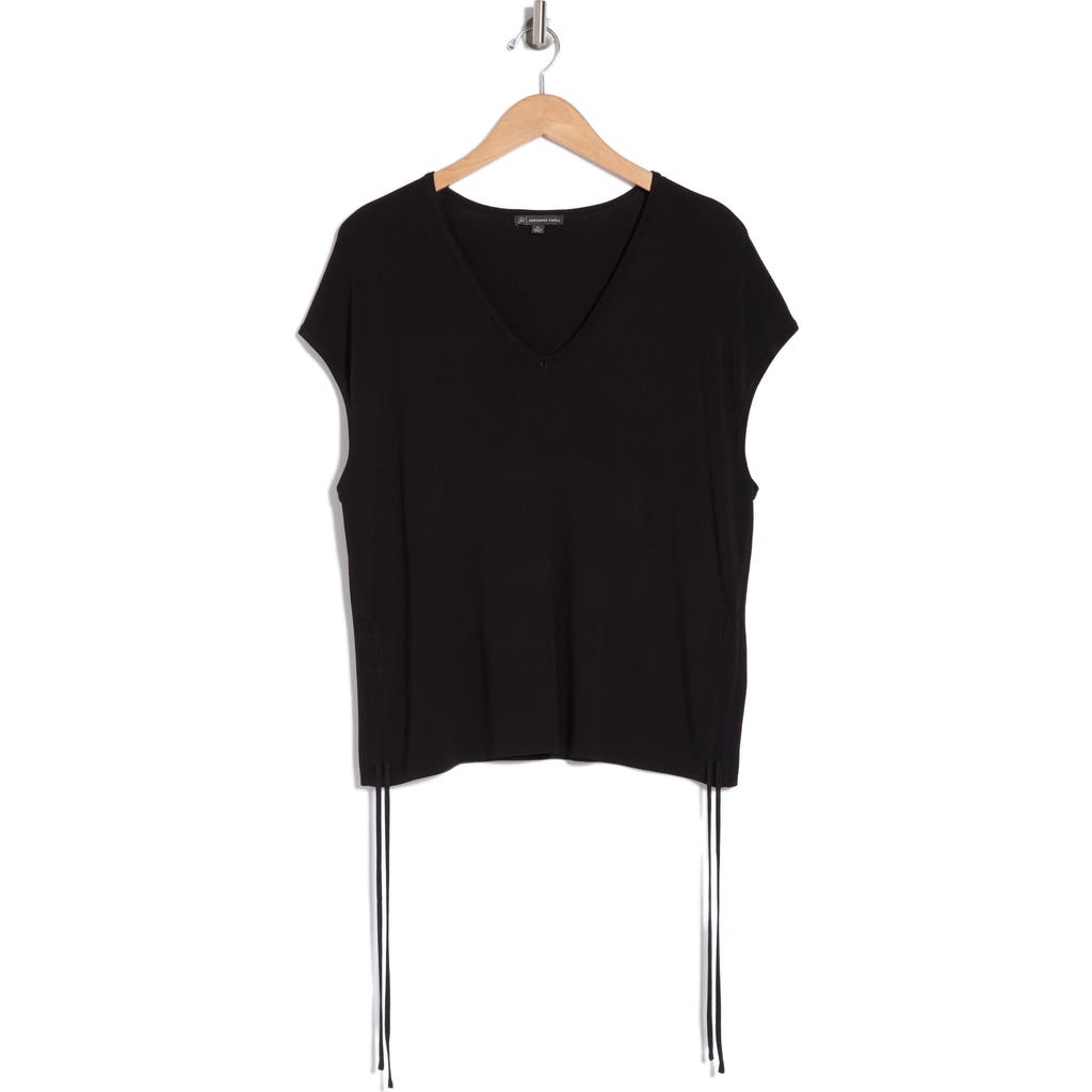 ADRIANNA PAPELL ADRIANNA PAPELL V-NECK CAP SLEEVE SIDE TIE TOP