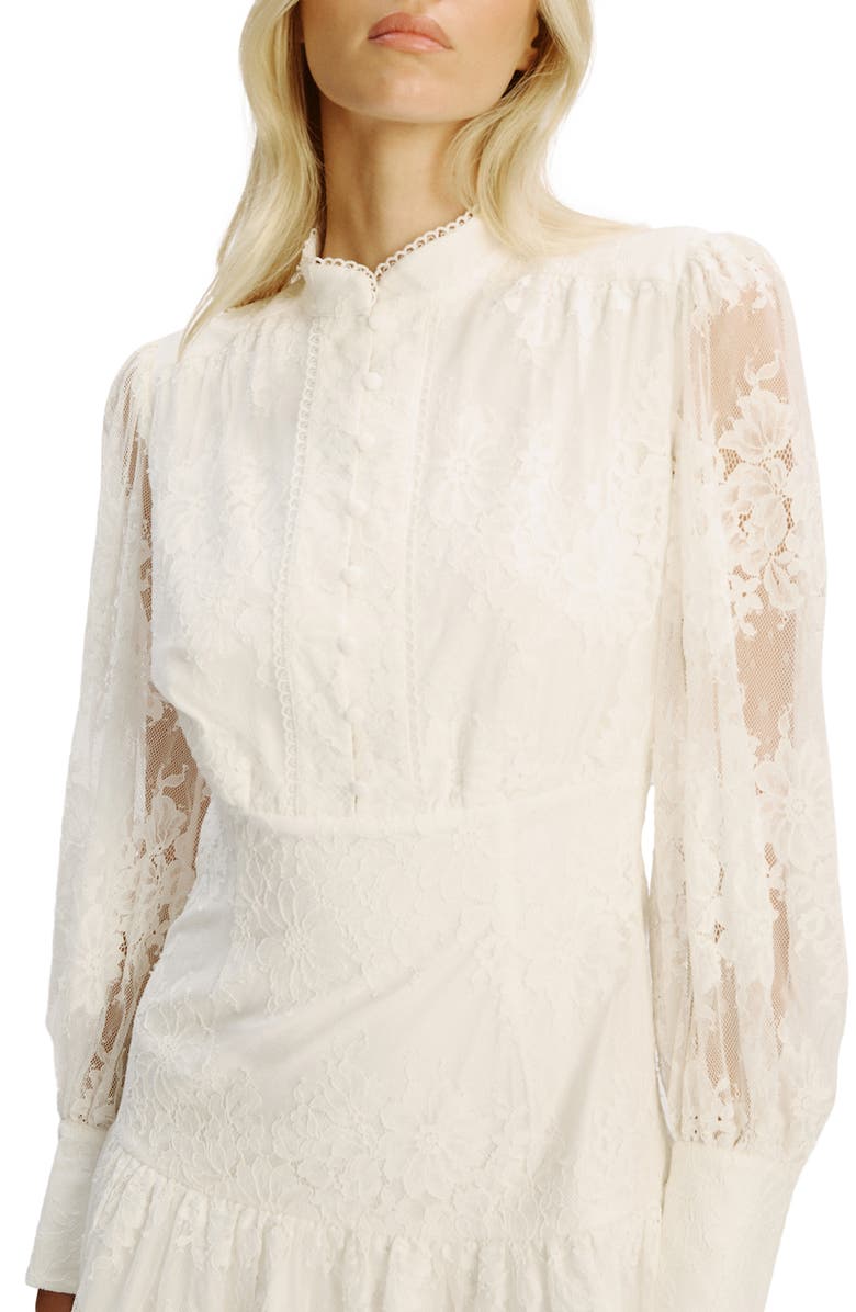 Bardot Olessia Long Sleeve Lace Minidress, Alternate, color, Ivory