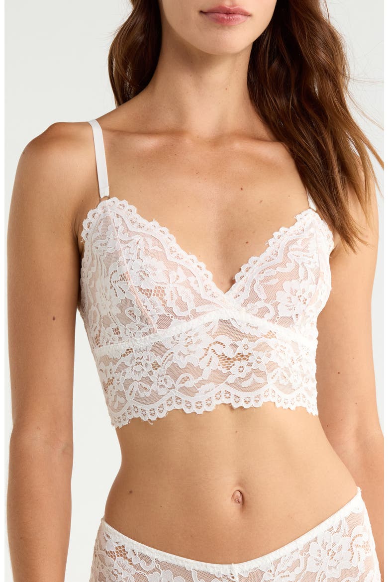 Lace Longline Bralette, Main, color, WHITE