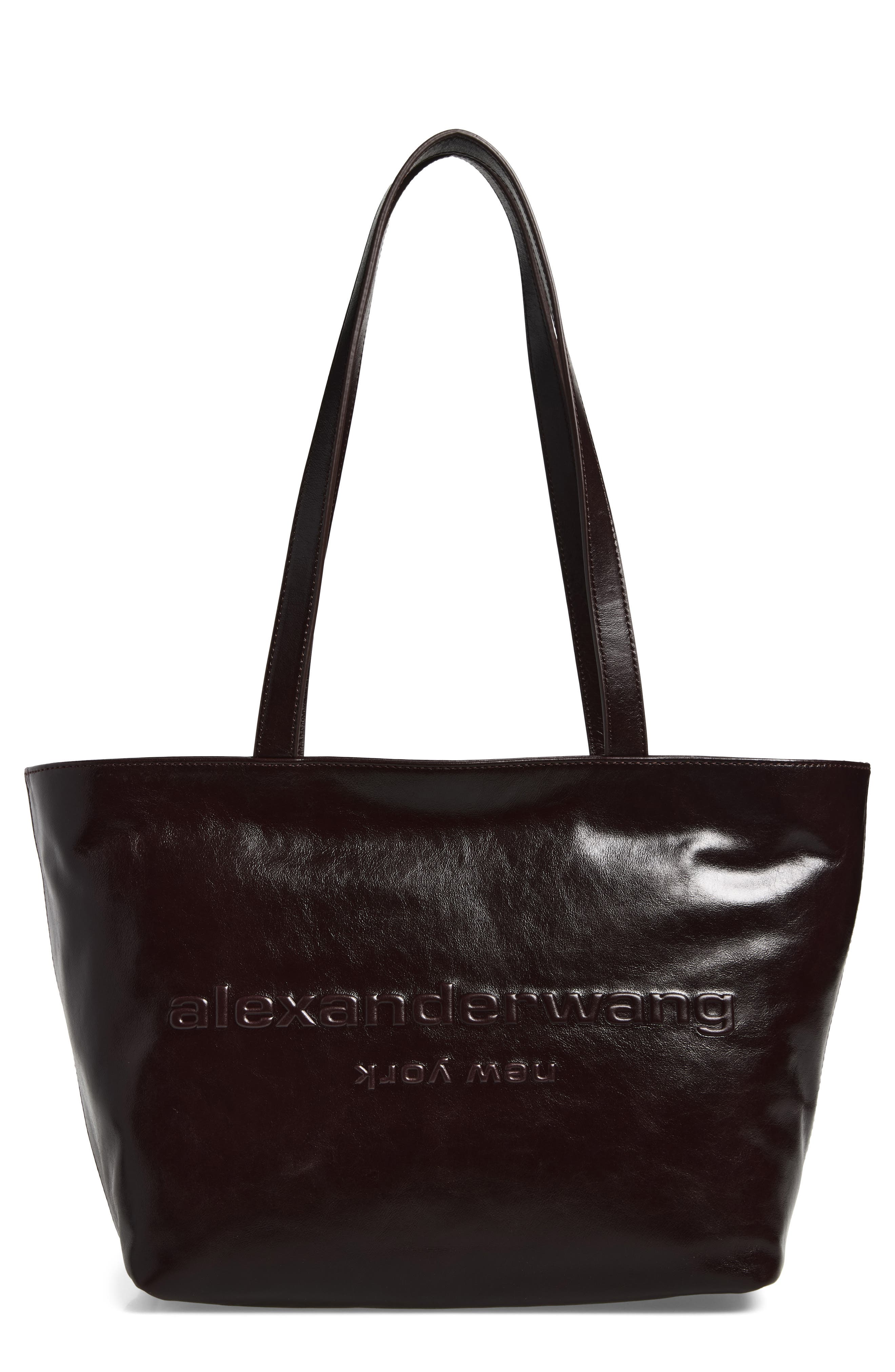 Medium Punch Leather Tote Bag, Main, color, OXBLOOD