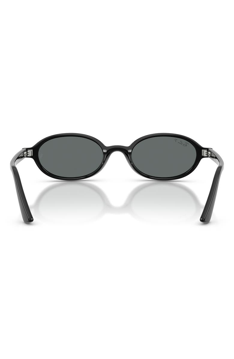 Ray-Ban 48mm Polarized Oval Sunglasses, Alternate, color, Black / Dark Grey Polar