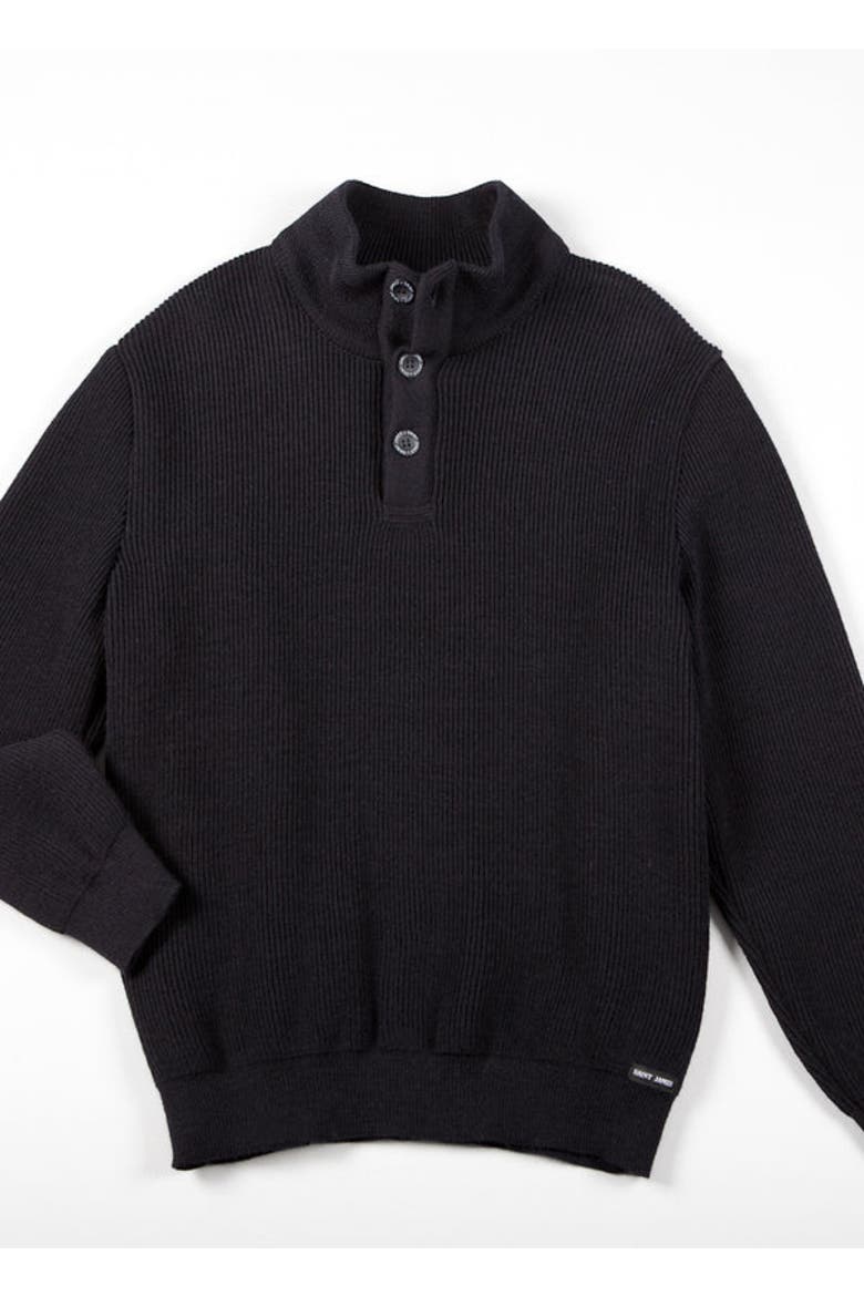BOURBOULE - Buttoned High Collar Sweater, Alternate, color, NAVY