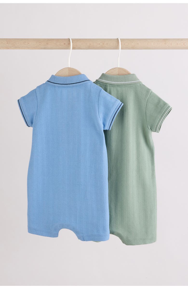 NEXT Set of 2 Assorted Zip Polo Rompers, Alternate, color, Blue