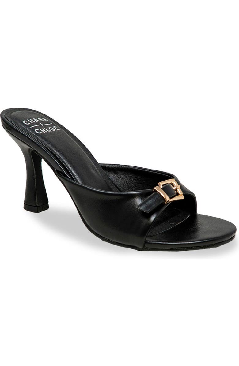 CHASE AND CHLOE Iridessa Buckle Slide Sandal, Main, color, Black