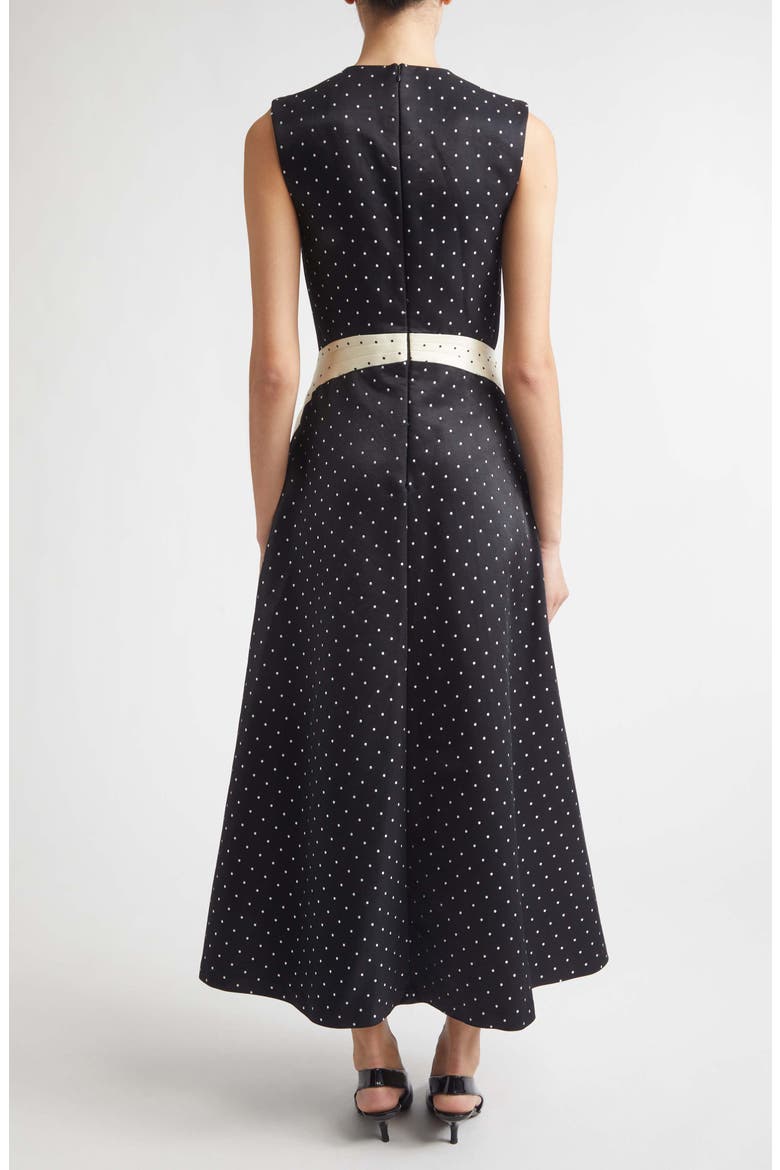 Alexis Polka Dot Jacquard Midi Dress, Alternate, color, BLACK