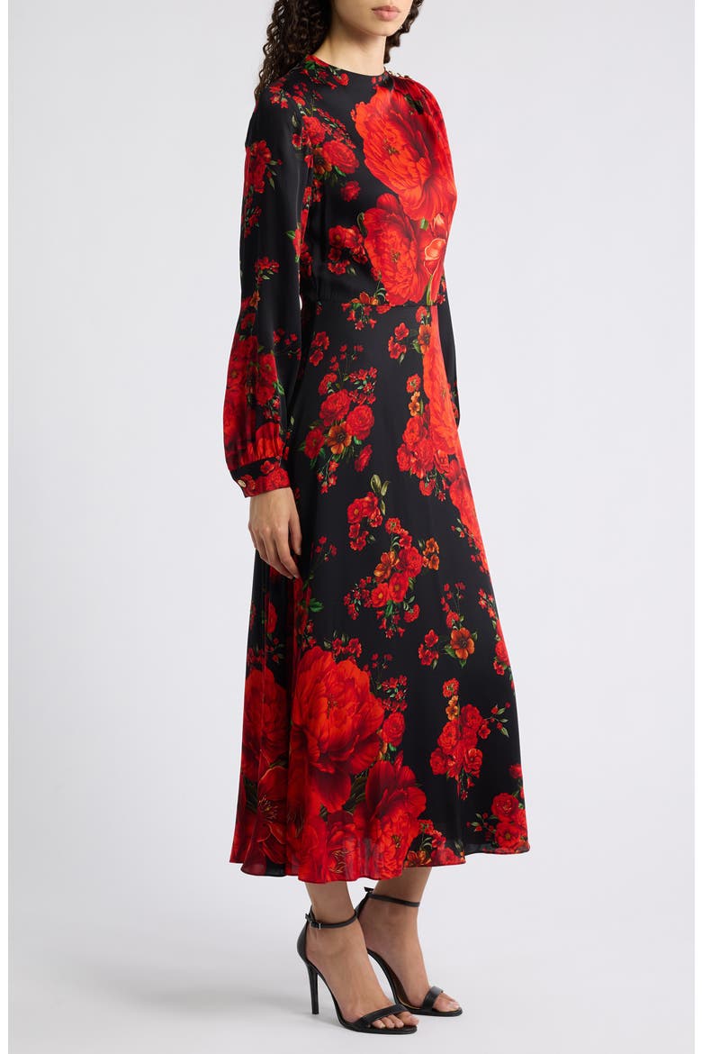 The Valerie Print Long Sleeve Silk Blend Maxi Dress, Alternate, color, BLEEDING LOVE