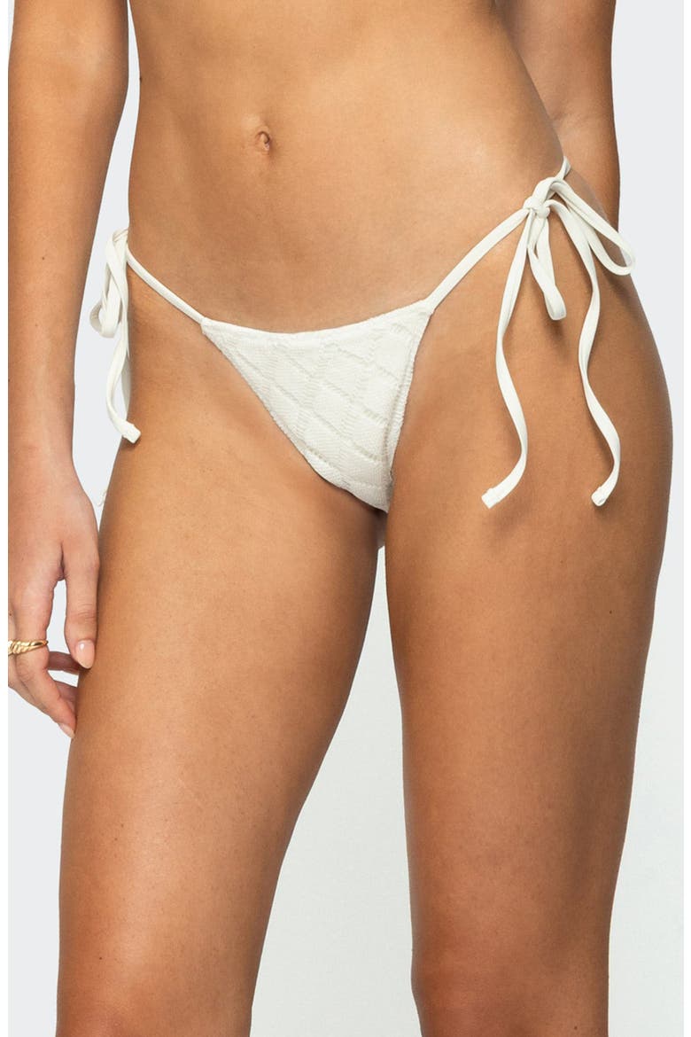 Open Knit Side Tie Bikini Bottoms, Alternate, color, CREAM