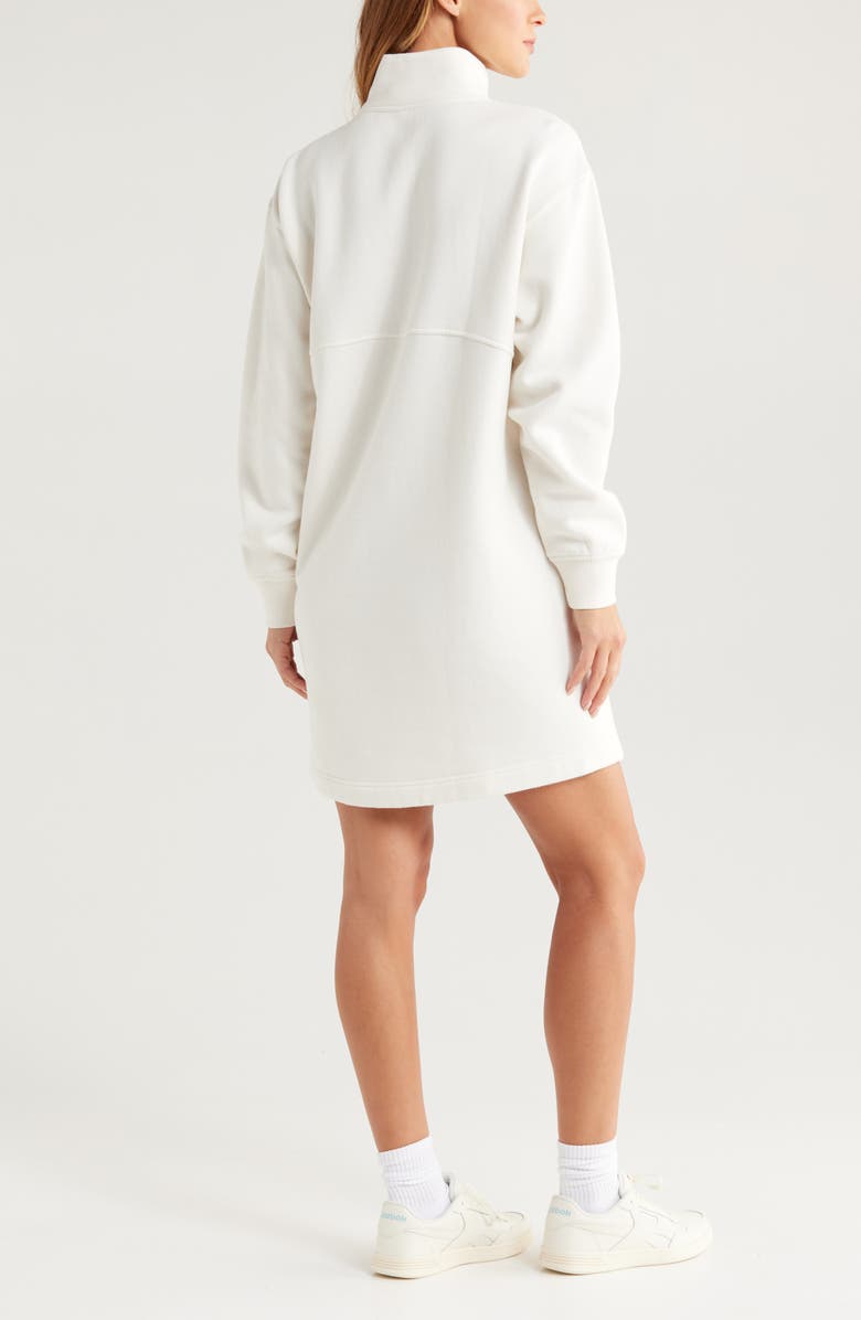 Zella Cloud Fleece Long Sleeve Quarter Zip Dress, Alternate, color, Ivory Egret