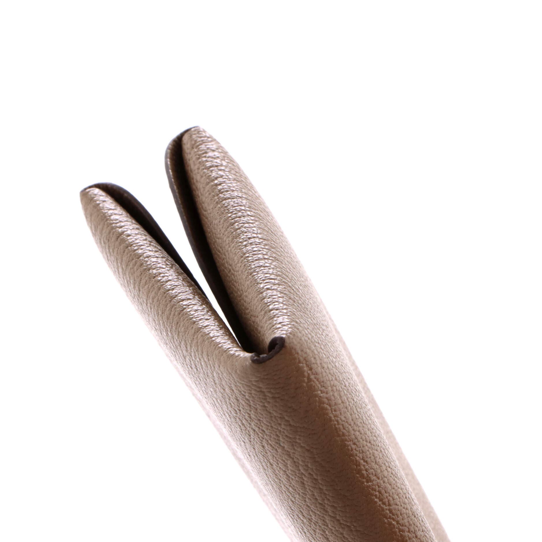 Pre-Owned Hermes Calvi Duo Card Holder Chevre Mysore, Alternate, color, Etoupe