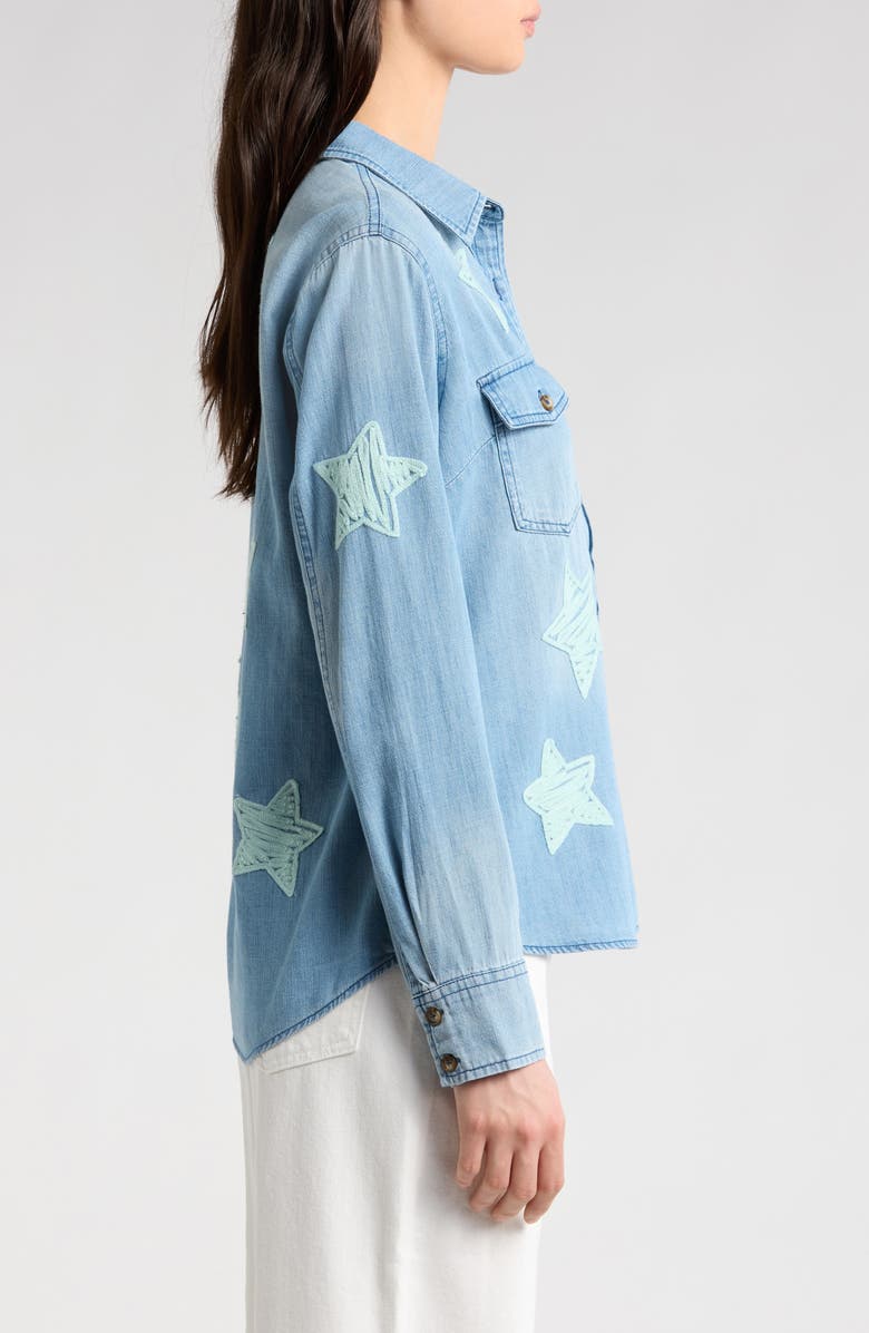 Billy T Star Embroidered Denim Button-Up Shirt, Alternate, color, 