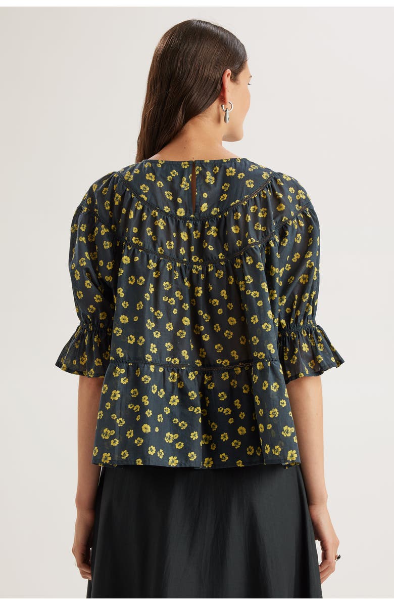 Merlette Sol Floral Print Top, Alternate, color, Lemon Navy Floral Print