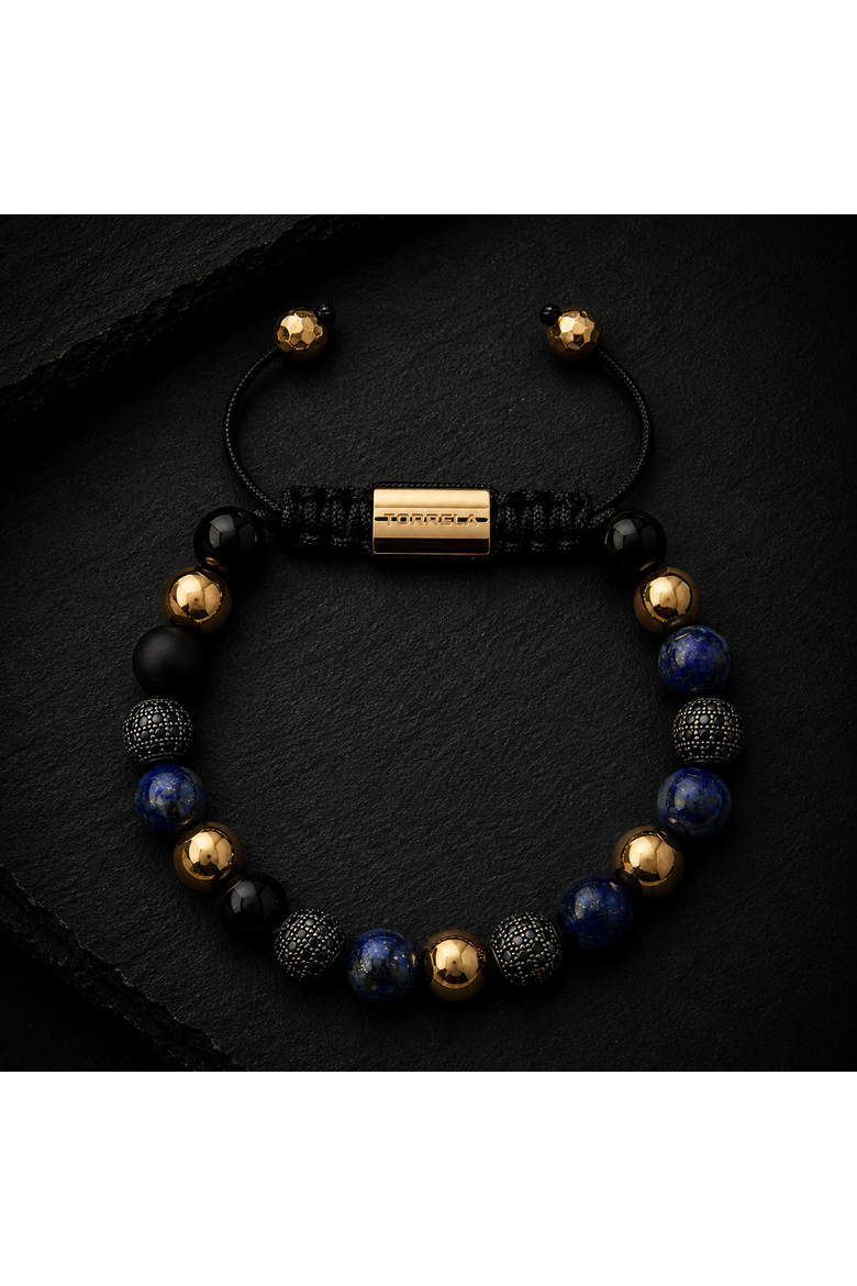 Blue Tiger Eye, Onyx and Zircona Bracelet, Alternate, color, Blue-Black