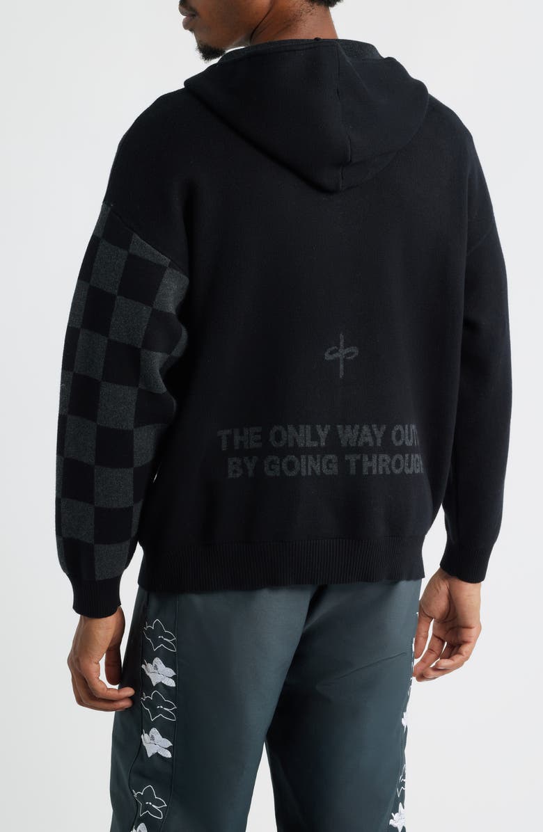 SANTO STUDIO Palermo Knit Cotton Zip Hoodie, Alternate, color, Black Black