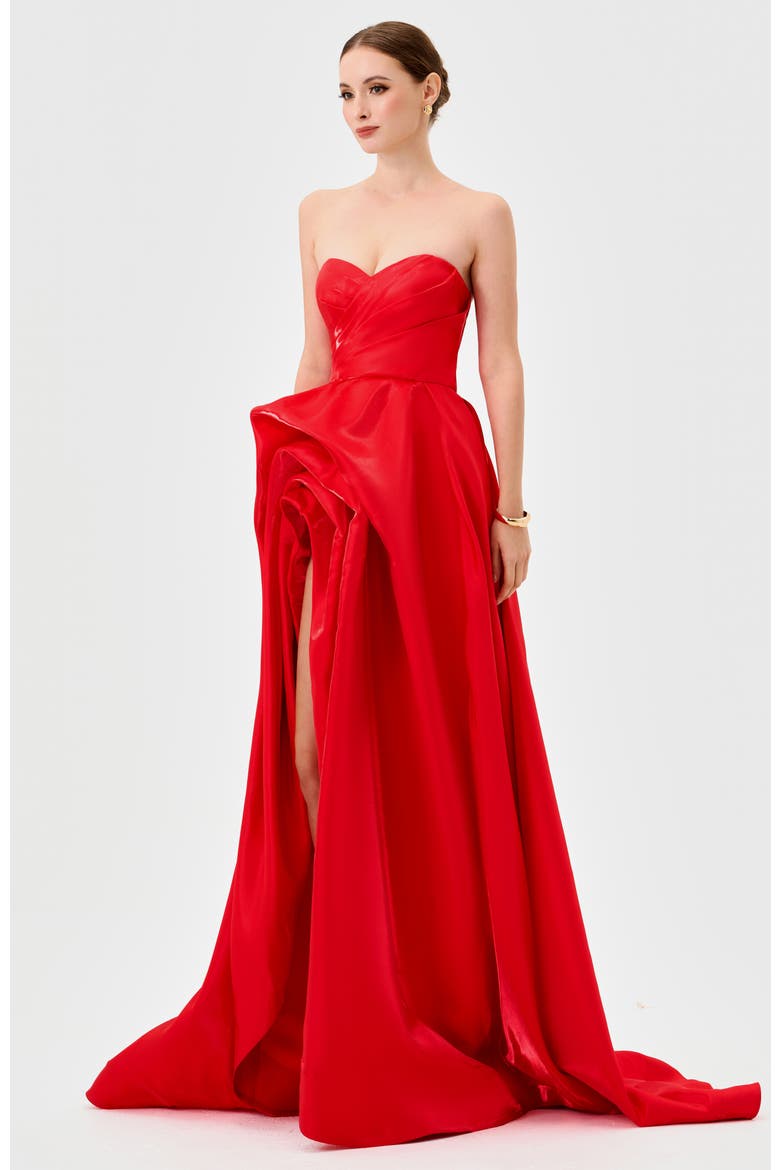 Gianna Strapless Ball Gown, Main, color, RED