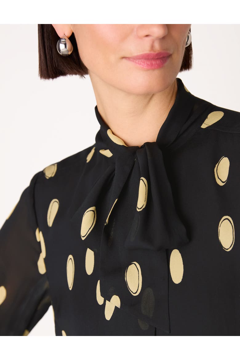 Oval Spot Frill Blouse, Alternate, color, Black/Multi