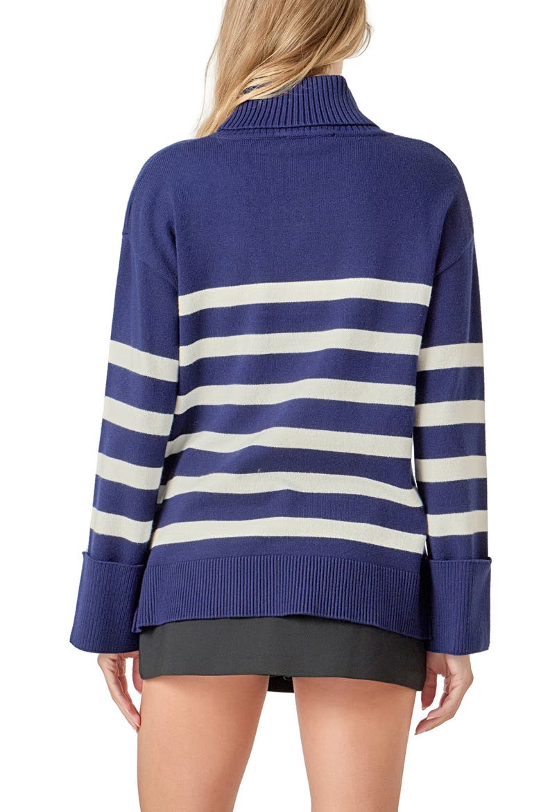 Stripe Turtleneck Sweater, Alternate, color, NAVY/ WHITE