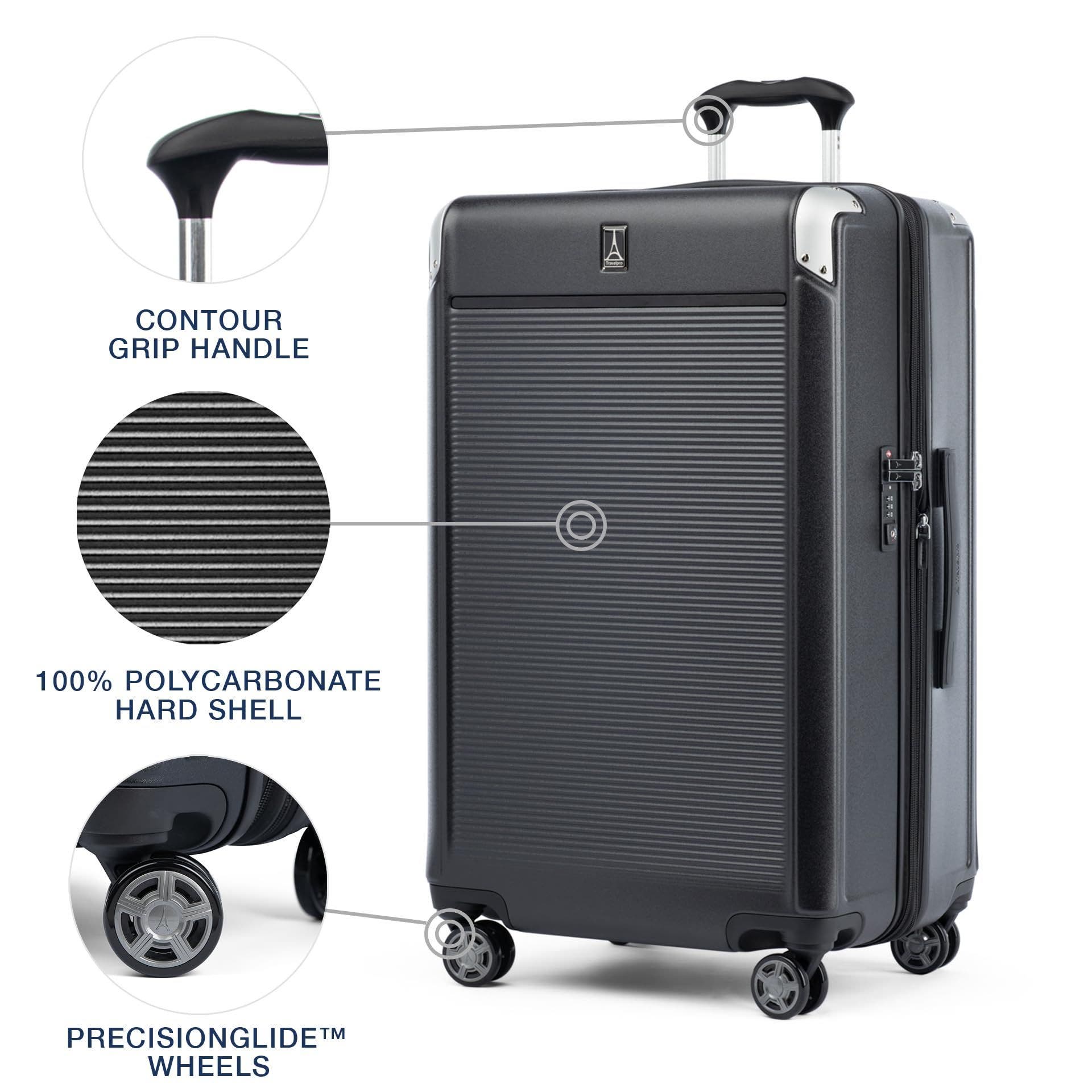 TRAVELPRO Platinum Elite Hardside Expandable Checked- Large 28-Inch Spinner Wheel Luggage, Alternate, color, Shadow Black