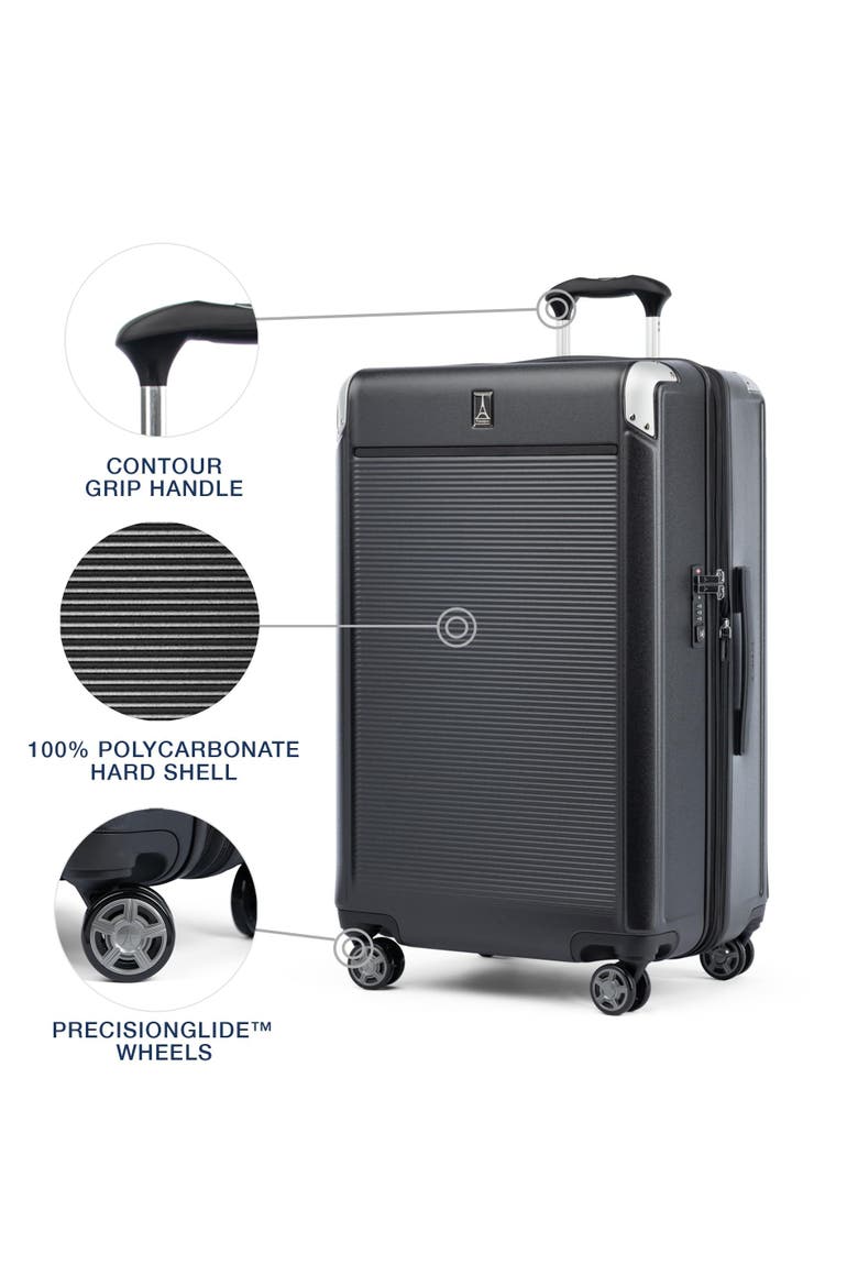 Platinum Elite Hardside Expandable 28" Large Checked Spinner Luggage, Alternate, color, Shadow Black