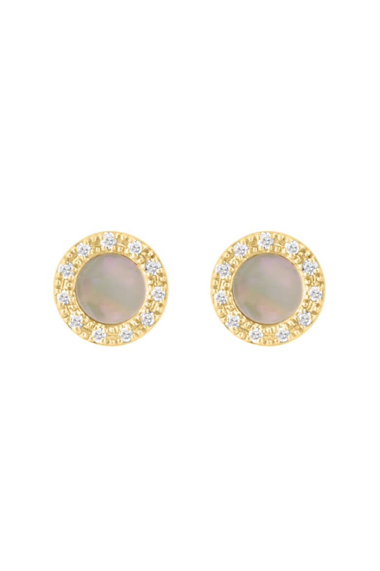 Mother-of-Pearl & Diamond Stud Earrings, Alternate, color, WHITE