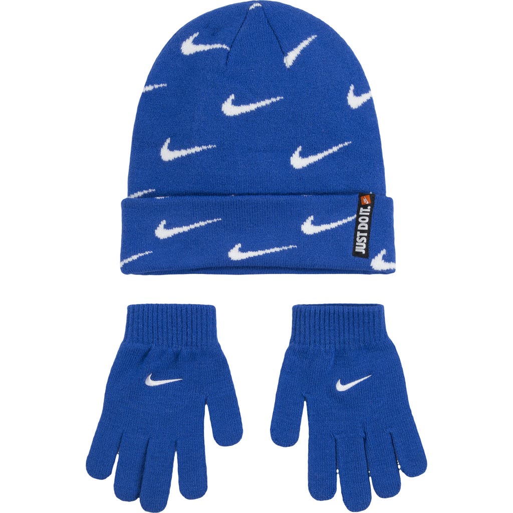Nike Swoosh Repeat Beanie In Blue