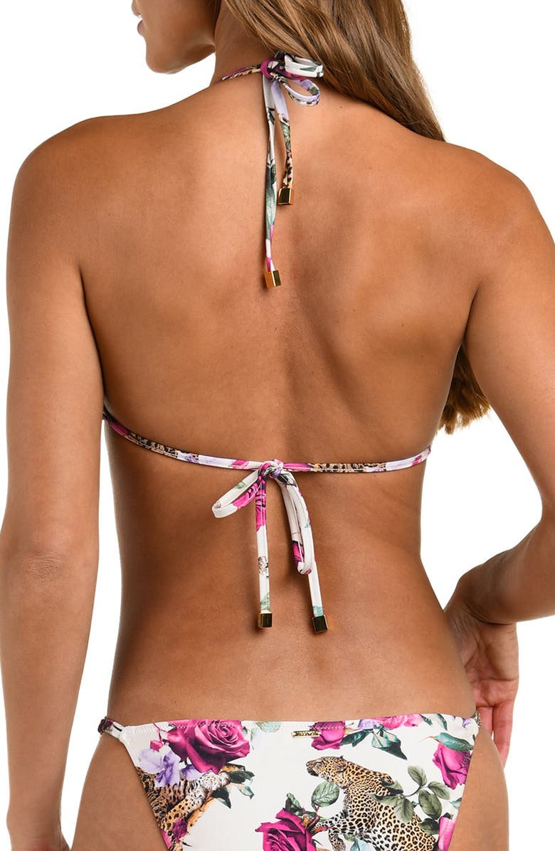 L'AGENCE Annabelle Rose Leopard Triangle Bikini Top, Alternate, color, White Multi