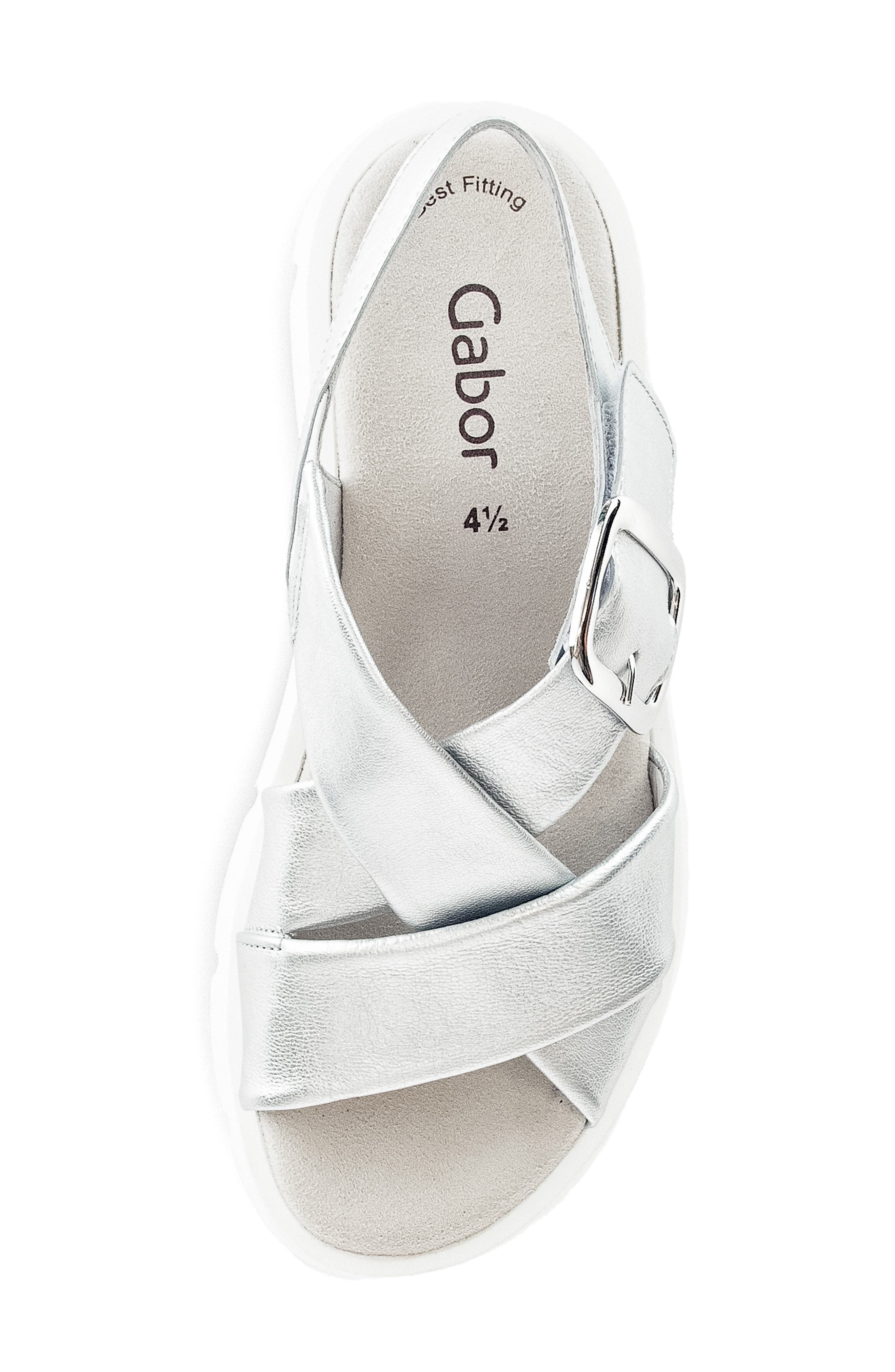 Gabor Crossover Slingback Wedge Sandal, Alternate, color, Silver