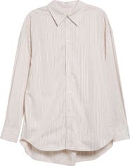 Kallmeyer Dani Oversize Stripe Cotton Poplin Button-Up Shirt