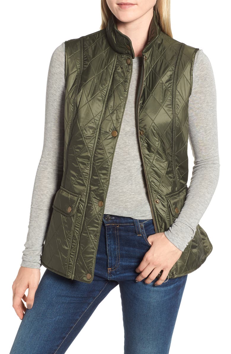 Barbour Wray Fleece Lined Vest, Main, color, Olive