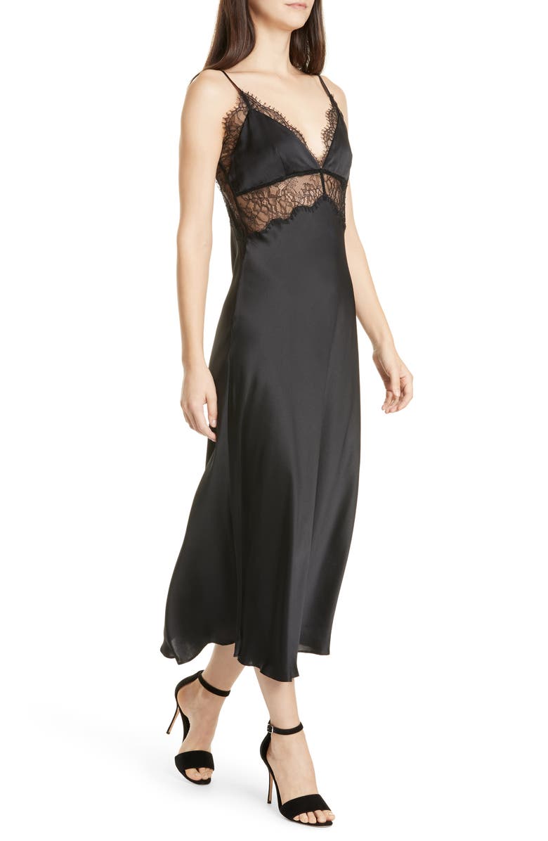 CAMI NYC The Tucker Lace Trim Silk Midi Slipdress, Alternate, color, 