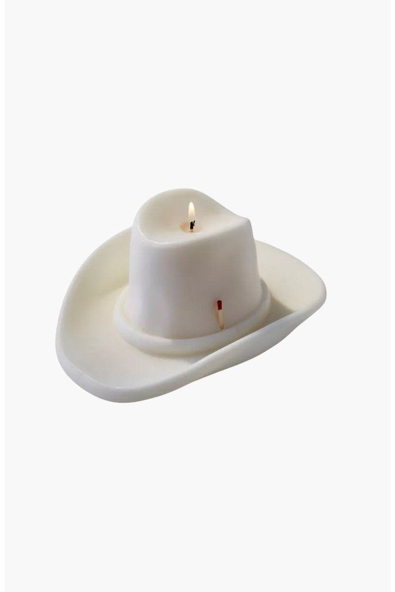 Belle Star Cowboy Hat Candle, Main, color, White