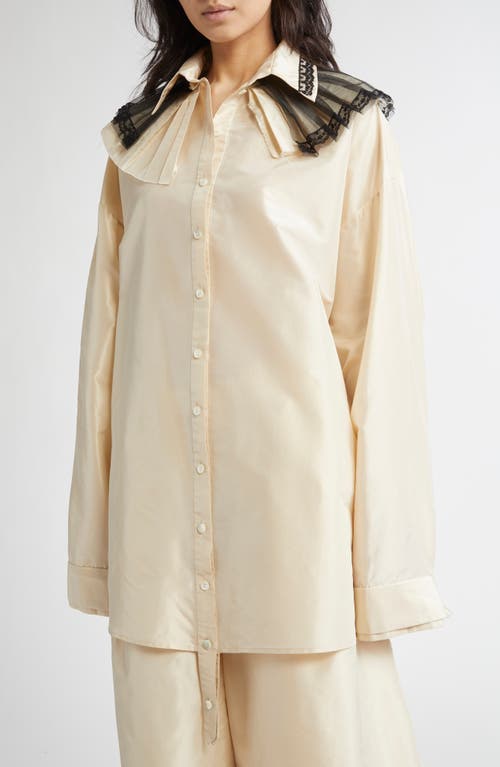 MERUERT TOLEGEN MERUERT TOLEGEN TULLE TRIM OVERSIZE TAFFETA SHIRT