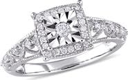 Julianna B. Diamond Square Halo Ring Sterling Silver