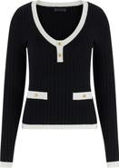 GUESS Laurel Tipped V-Neck Sweater