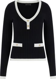 GUESS Laurel Tipped V-Neck Sweater