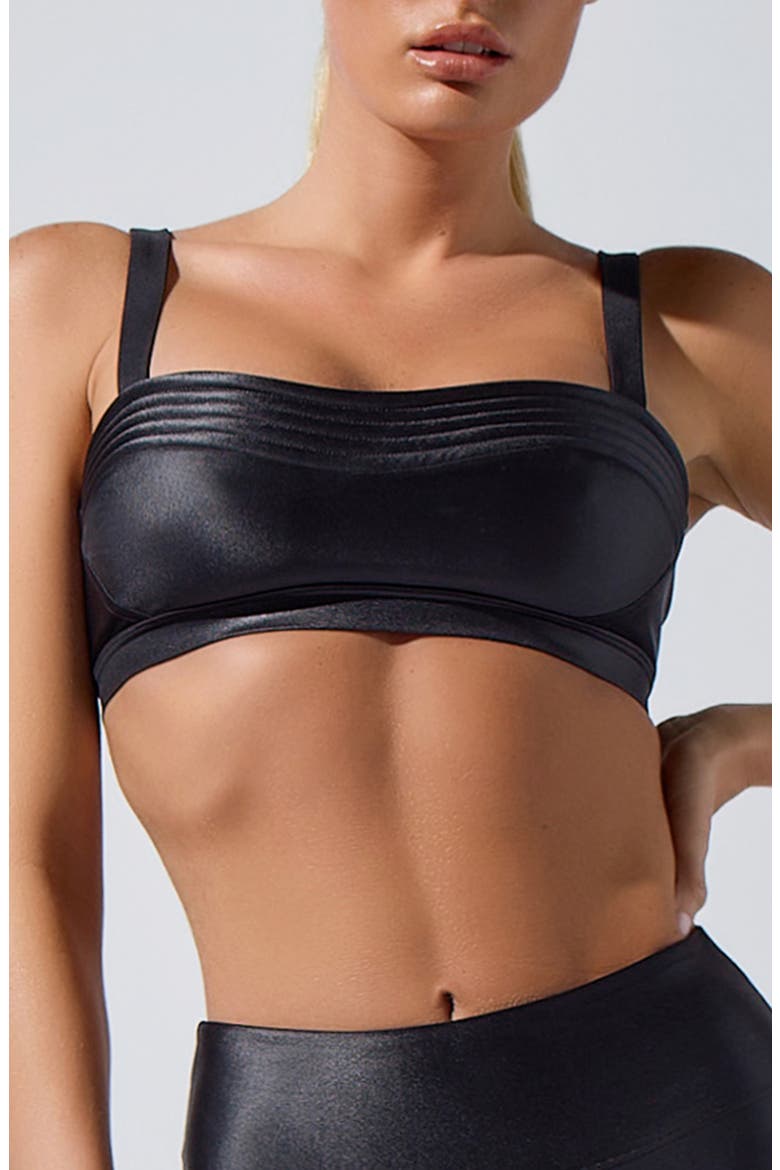 Celine Metallic Sports Bra, Main, color, BLACK