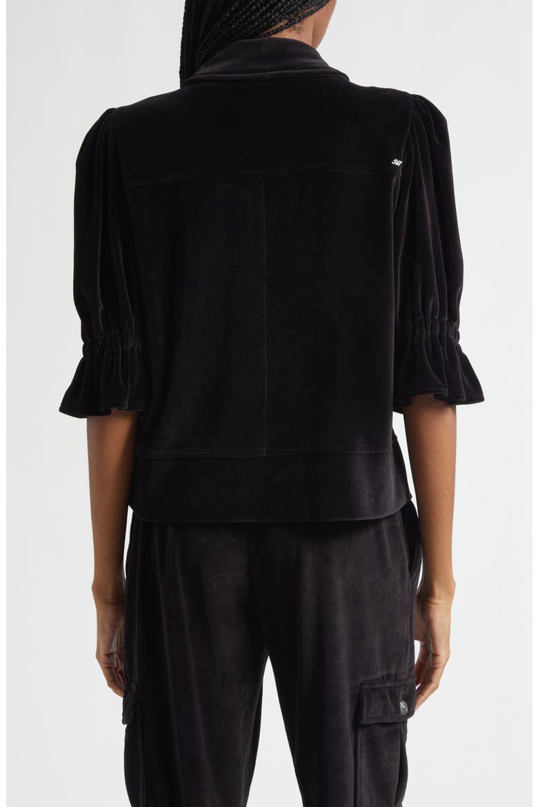 Holly Elbow Sleeve Velour Jacket, Alternate, color, BLACK