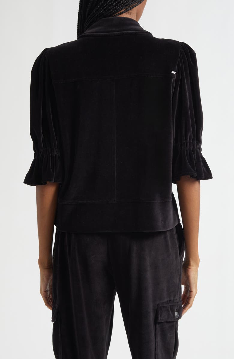 Cinq à Sept Holly Elbow Sleeve Velour Jacket, Alternate, color, Black