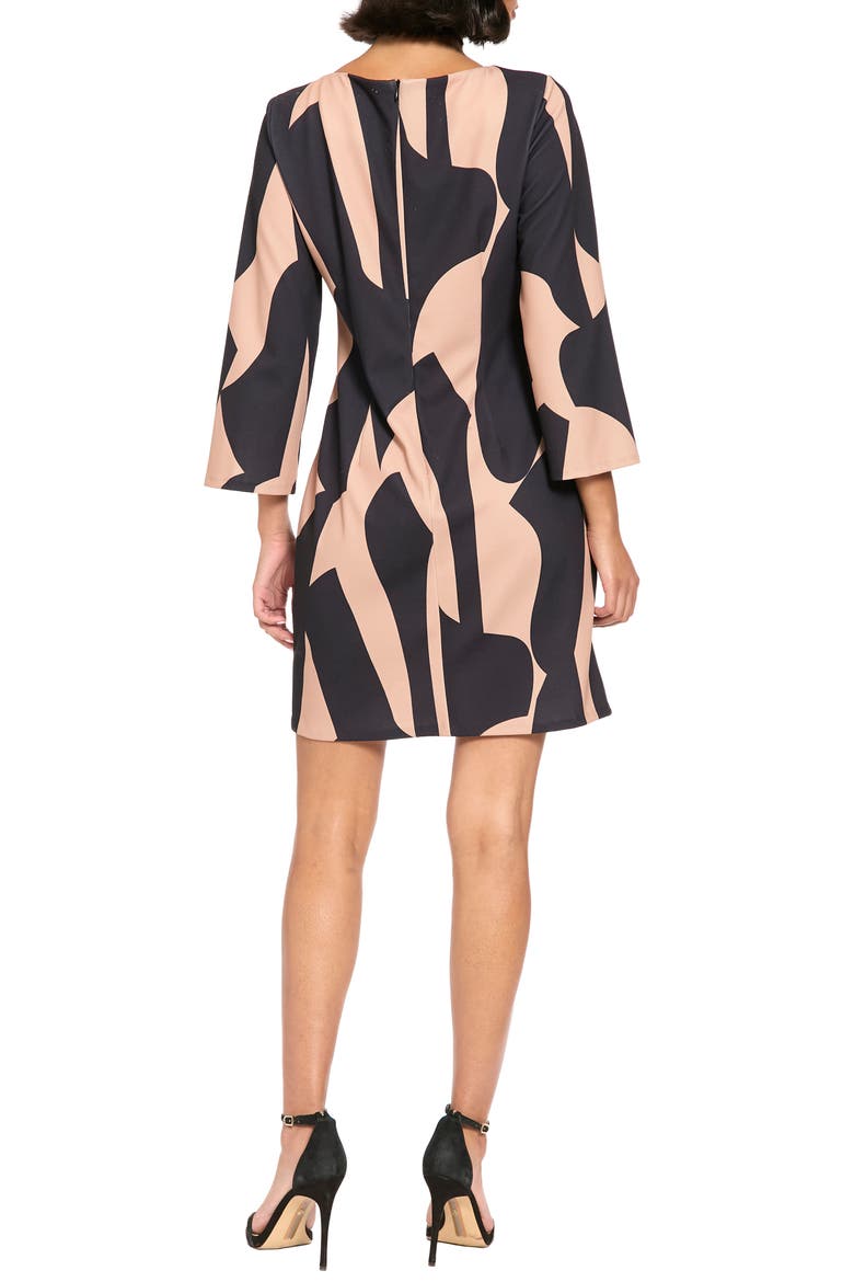 Boatneck Mini Shift Dress, Alternate, color, TAN/ CHARCOAL