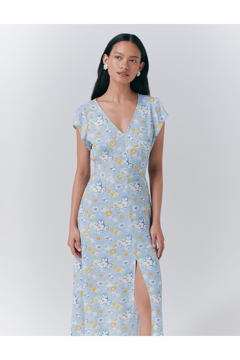 Blair Crepe Floral Sleeveless Midi Dress, Alternate, color, Blue Country Flowers