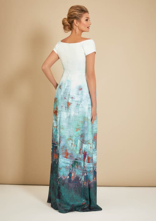 Tiffany Rose Maternity Aria Off Shoulder Maternity Gown In Multi