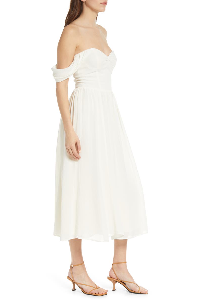 Reformation Violet Off the Shoulder Midi Dress, Alternate, color, 