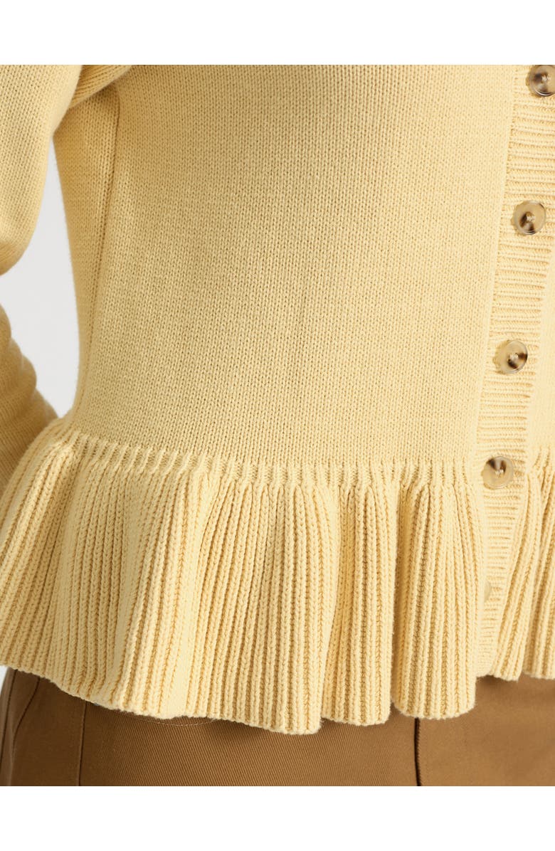 Albaray Peplum Cotton Cardigan, Alternate, color, Lemon