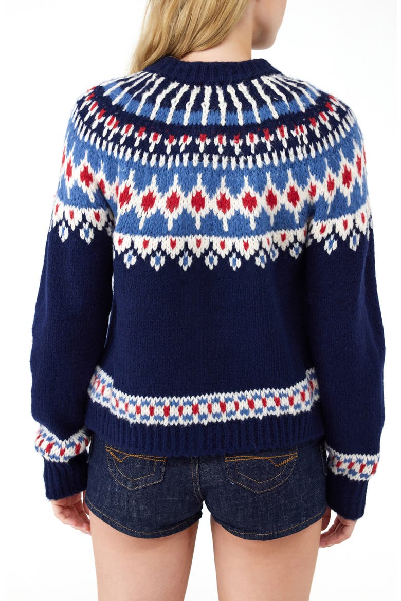 Fair Isle Boxy Cardigan, Alternate, color, NAVY
