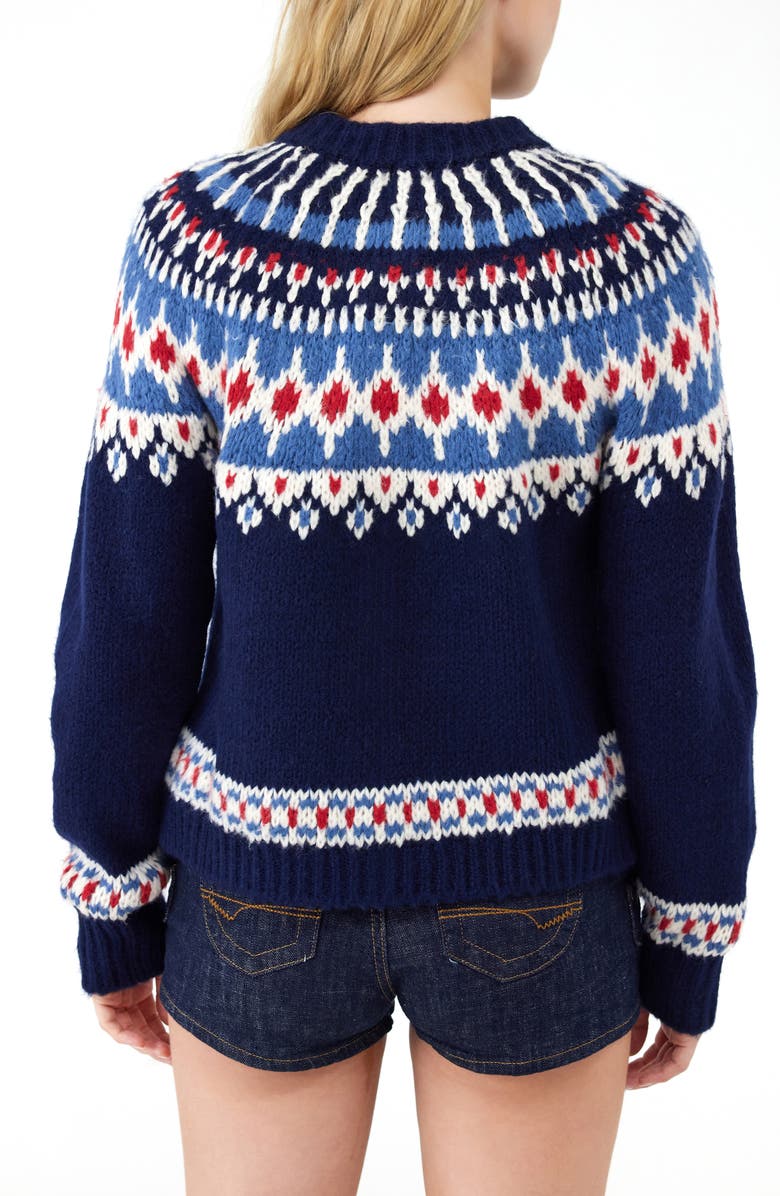 BDG Urban Outfitters Fair Isle Boxy Cardigan, Alternate, color, Navy