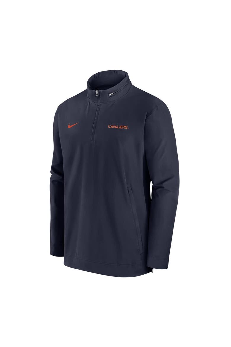 Men's Nike Navy Virginia Cavaliers 2024 Sideline Coach Quarter-Zip Hoodie Jacket, Alternate, color, Navy