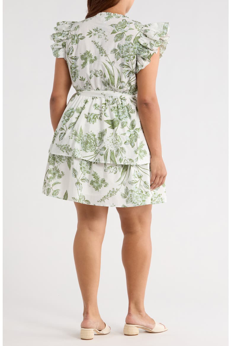 Bria Floral Tiered Dress, Alternate, color, WHITE/ OLIVE GREEN