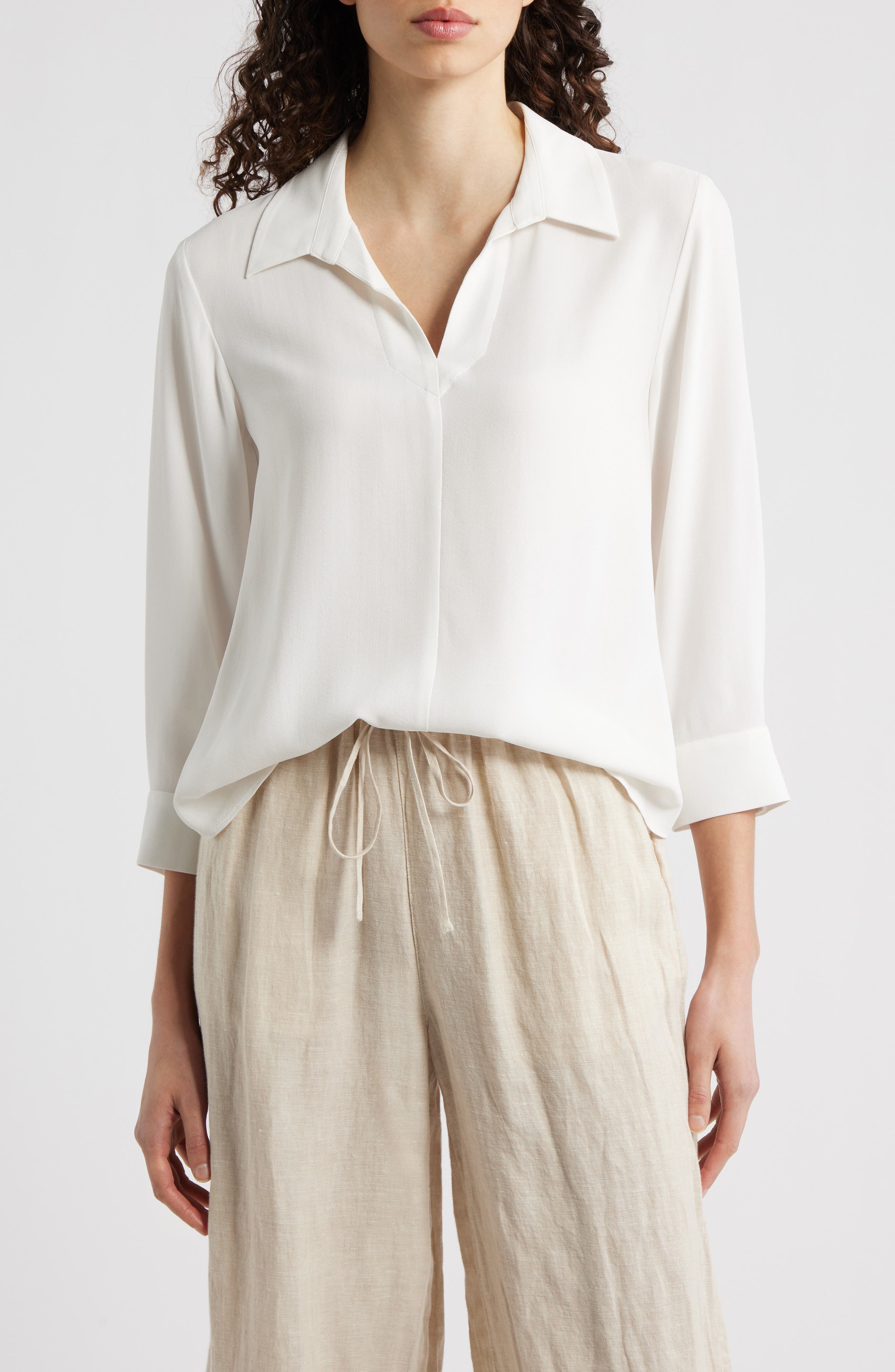 Split Neck Silk Georgette Top