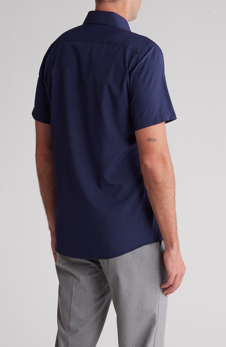 TOM BAINE Slim Fit Performance Short Sleeve Button-Up Shirt, Alternate, color, Navy