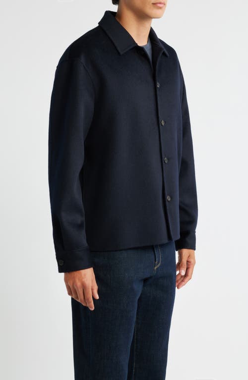Frame Double Face Wool Shirt Jacket In Blue