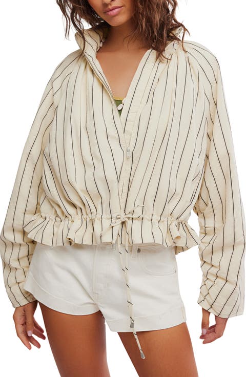 Devon Stripe Ruffle Hem Jacket
